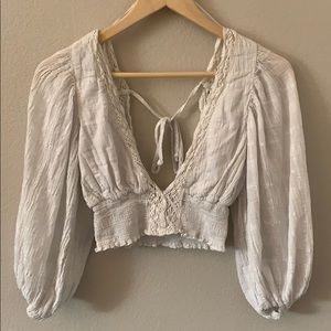 White low plunge shirt